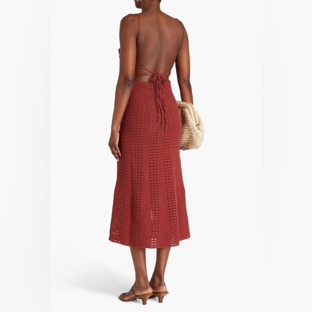 Cult Gaia | Mercades Crochet Midi Dress In Brick Size: M | New with Tags - Picture 2 of 4